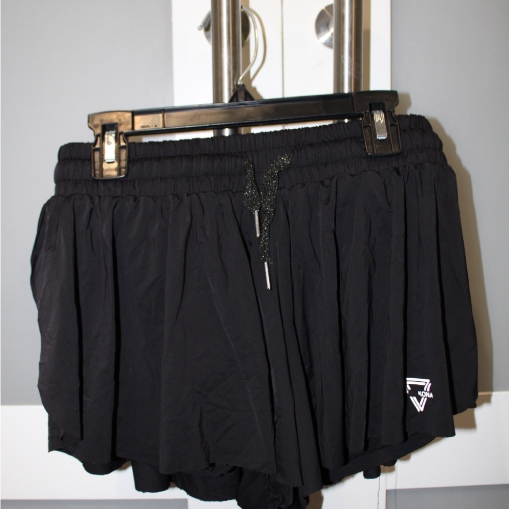 Keiki Kona 2-in-1 Flowy Skort Shorts Elastic Waist Size Medium black